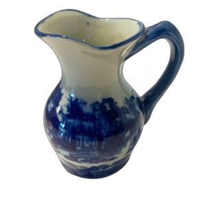 Victoria Ware Ironstone Flo Blue Transferware Pitcher Vintage (Reproduction)